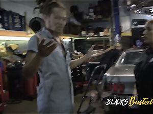 Mechanic gets visited by wild milf cops willing to take his massive device