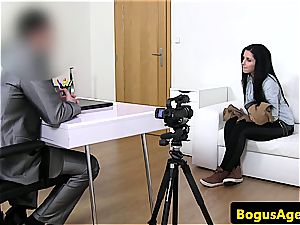 Czech honey humped from behind at pornography audition